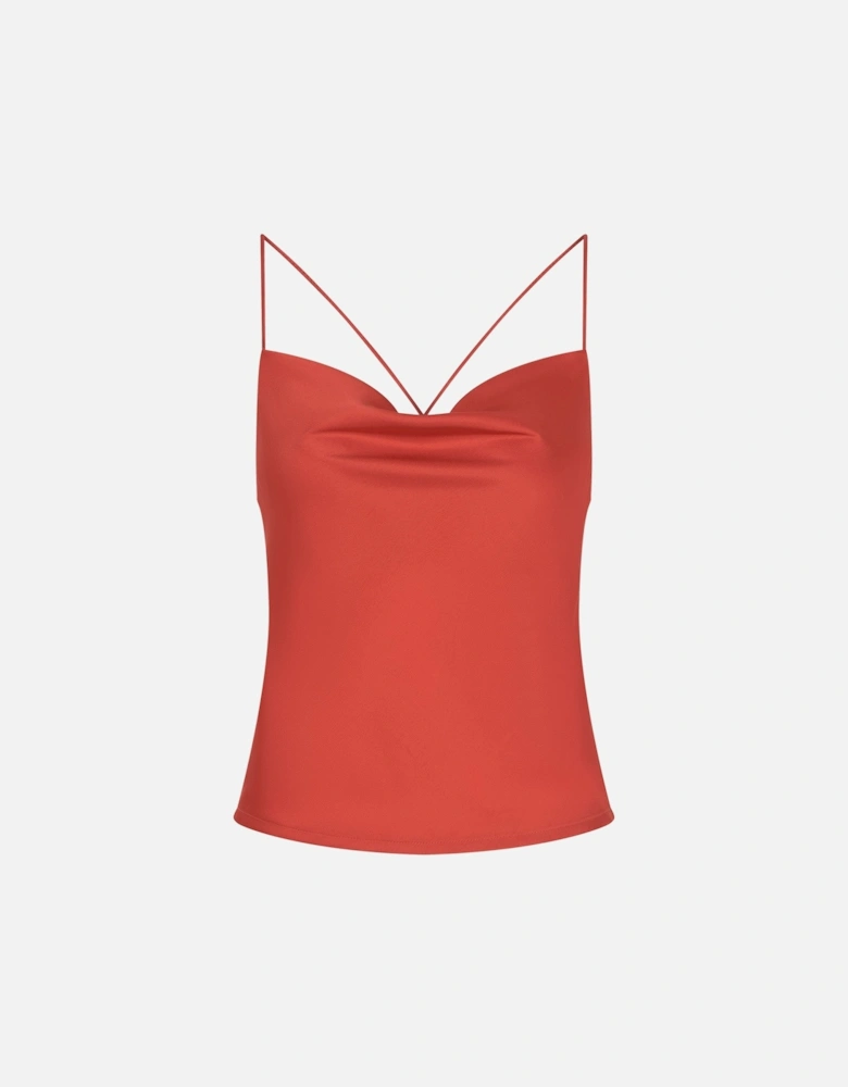 Lila Longline Cami Top in Brick Orange