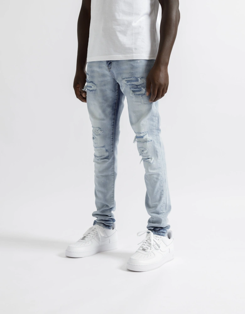 Paris Distressed Ripped Jeans in Light Blue