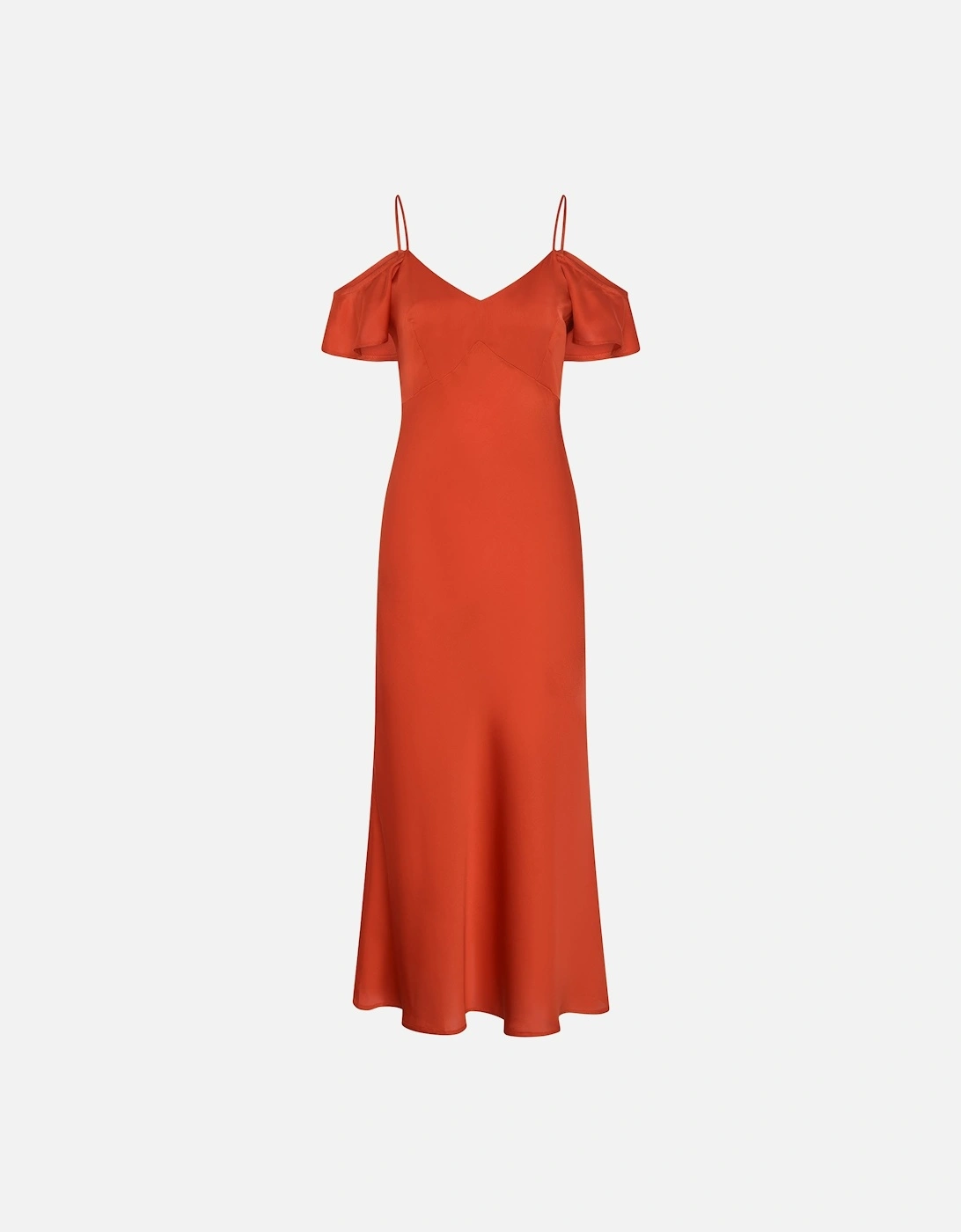 Anthia Drop Shoulder Midi Dress in Brick Orange