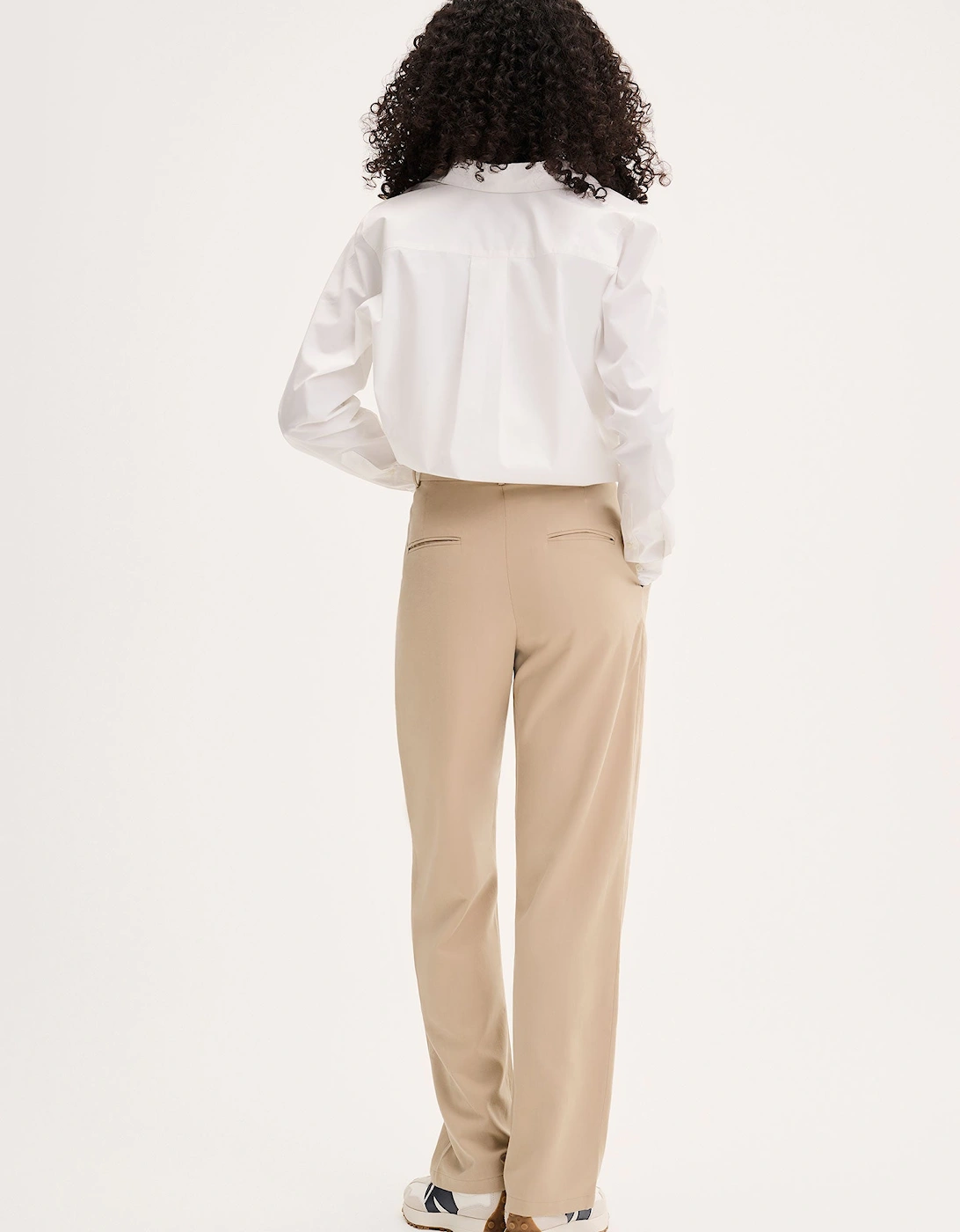 Cinnamon Relaxed Trousers in Beige Cotton/Tencel