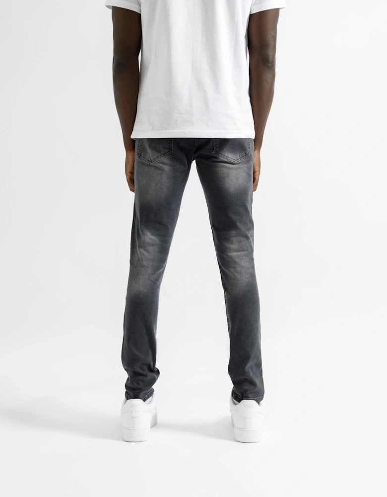 Bordeaux Bandana Distressed Jeans in Black