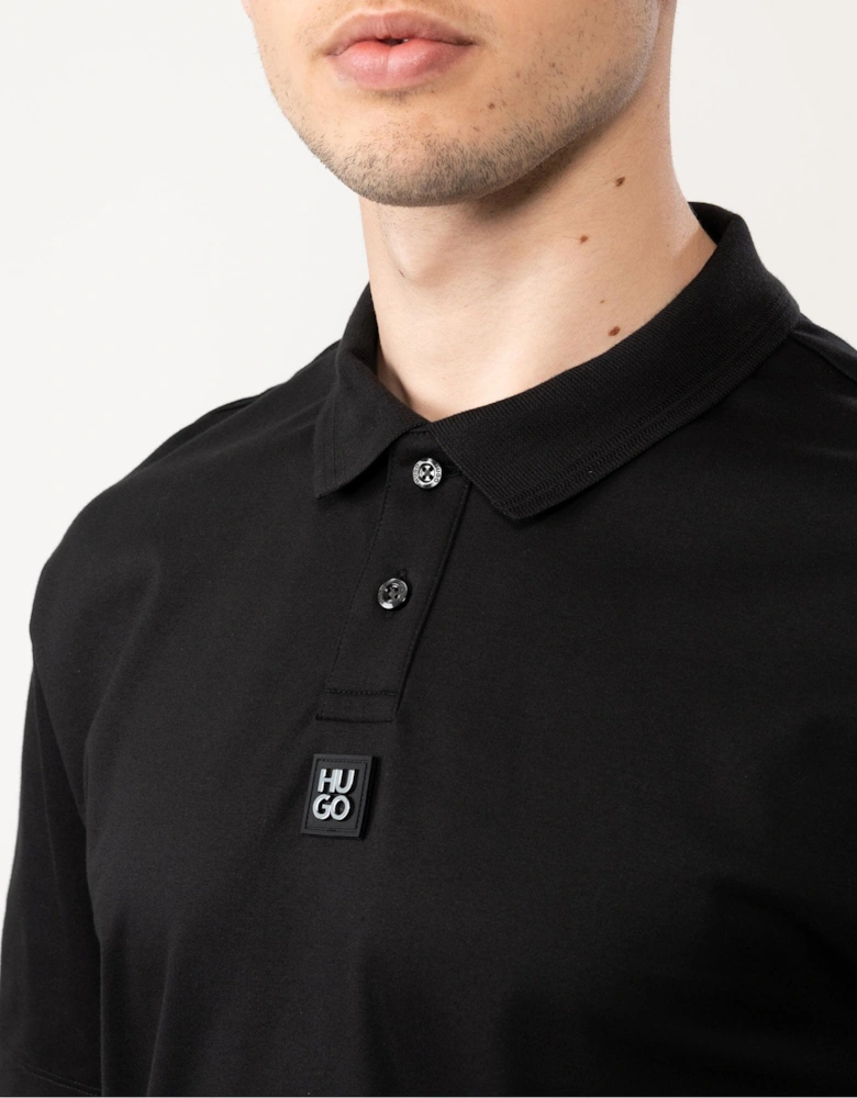 HUGO Deabono Mens Interlock Cotton Polo Shirt with Stacked Logo