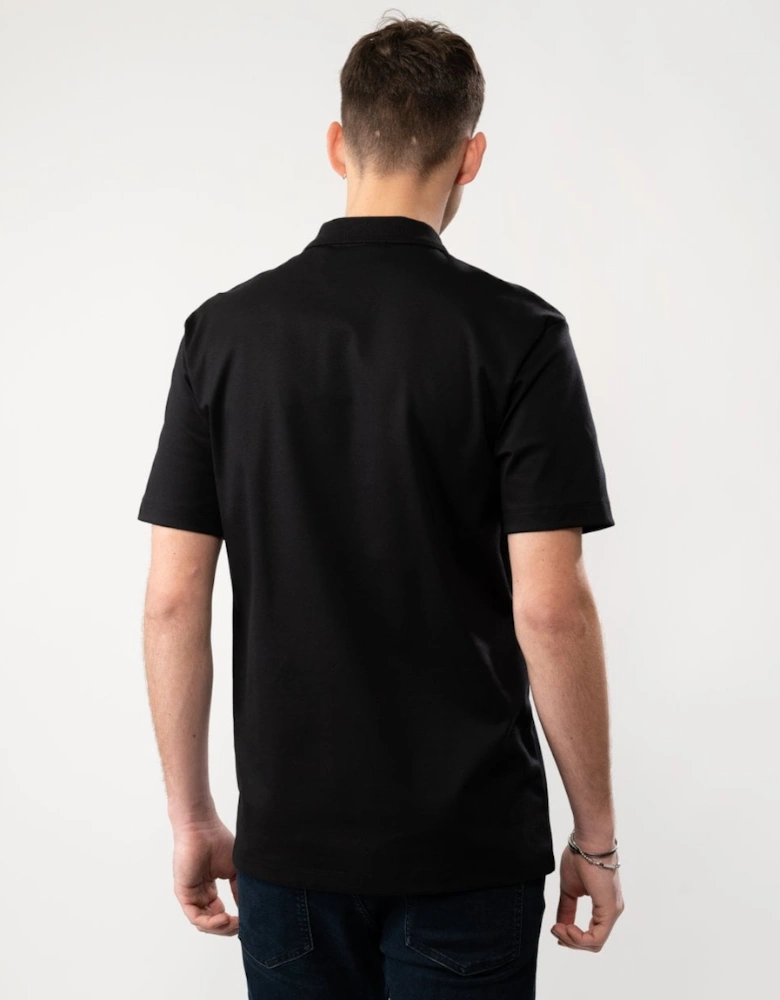 HUGO Deabono Mens Interlock Cotton Polo Shirt with Stacked Logo