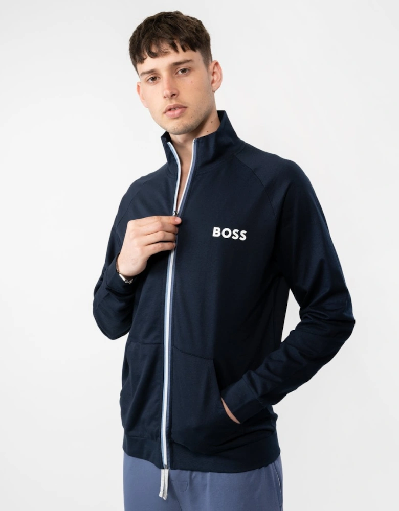 BOSS Orange Authentic Mens Loungewear Track Jacket in French Terry with Logo Detail