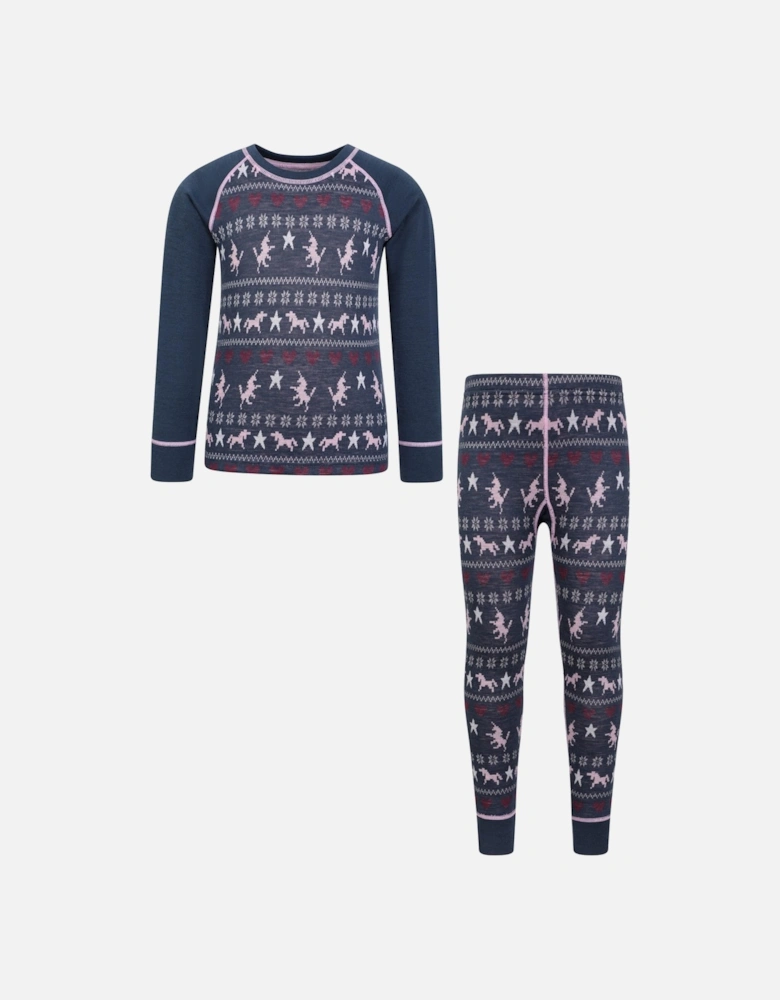 Childrens/Kids Jacquard Thermal Base Layers Set