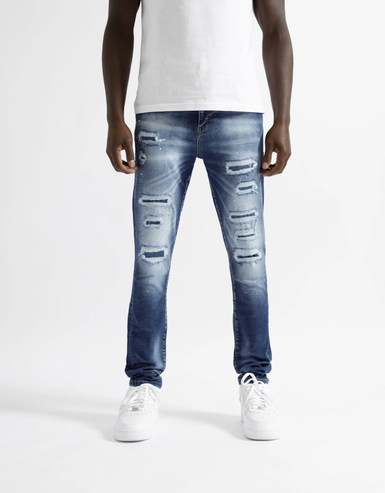 Montpellier Distressed Ripped Jeans in Blue