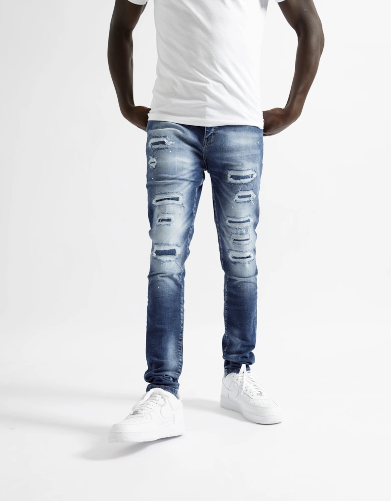 Montpellier Distressed Ripped Jeans in Blue