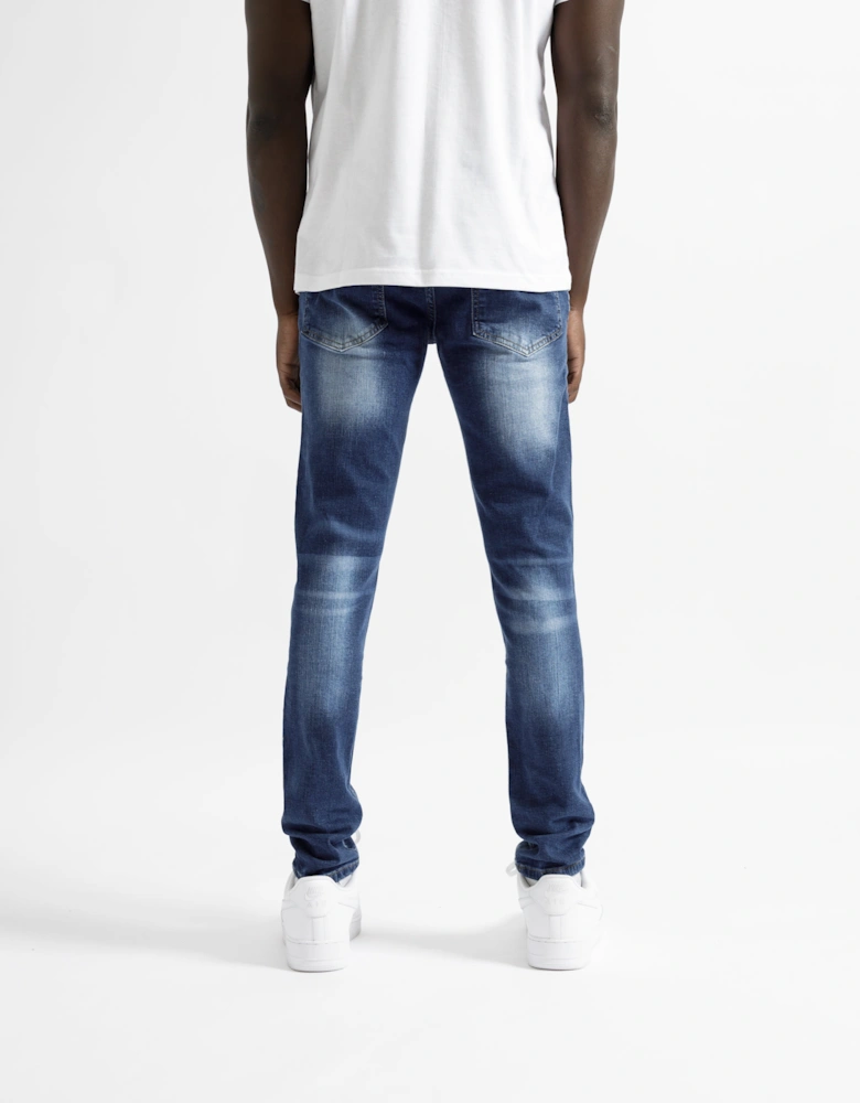 Montpellier Distressed Ripped Jeans in Blue