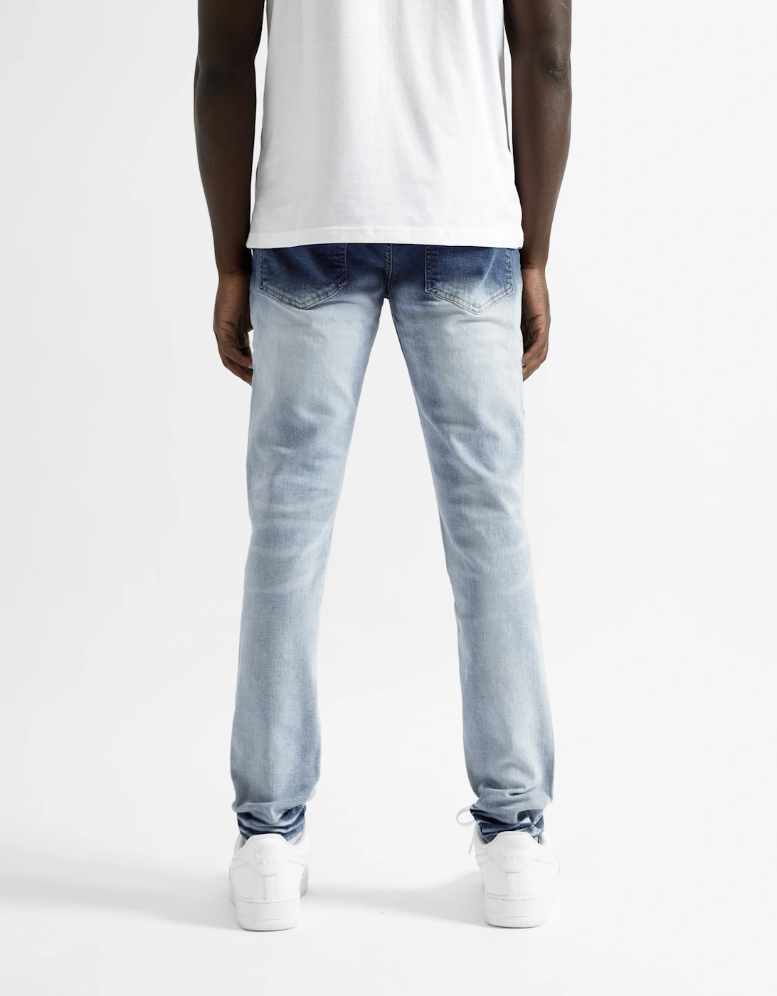 Cannes Gradient Faded Ripped Jeans in Blue