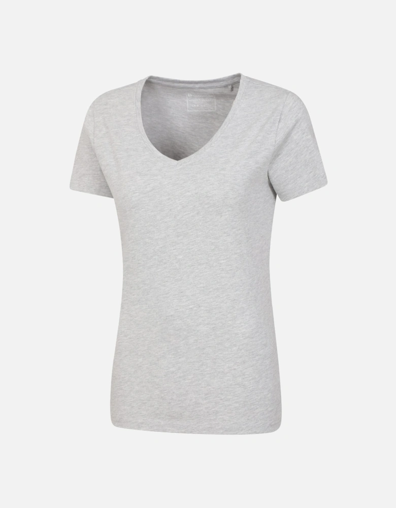 Womens/Ladies Basic Plain V Neck T-Shirt