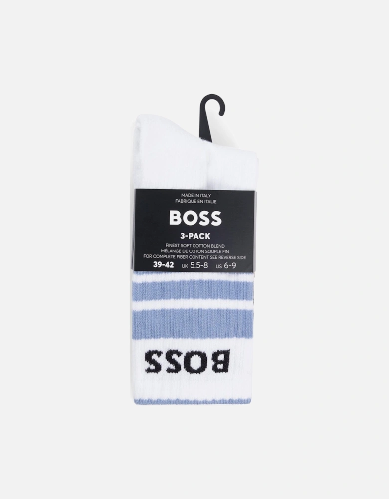 BOSS Orange Mens 3-Pack of Short Socks with Stripes and Logos