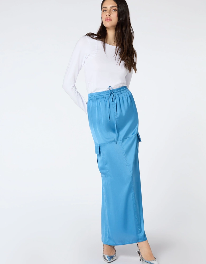 Adalyn Maxi Skirt in Light Blue