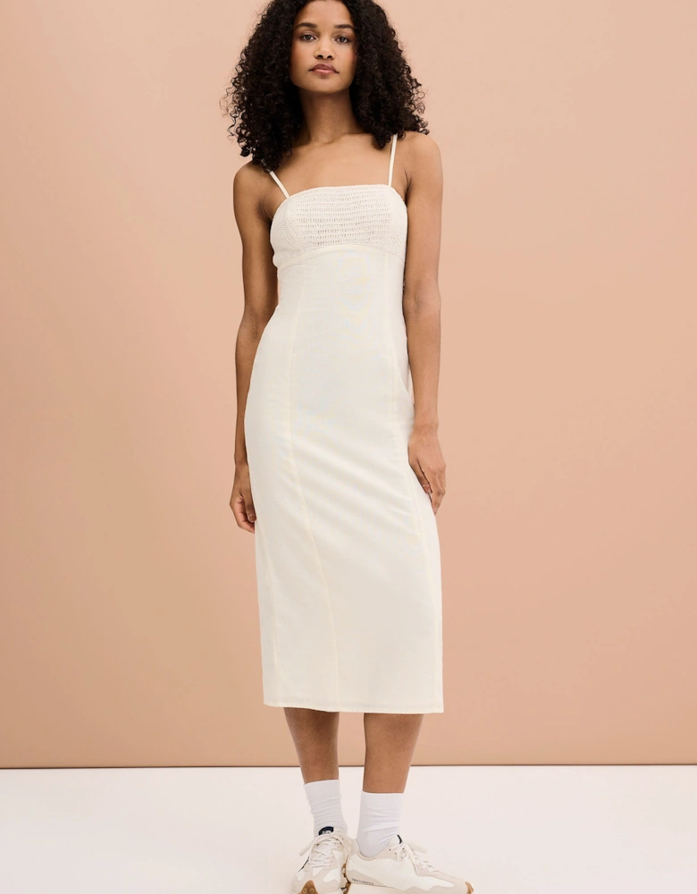 Clements Crochet Midi Dress in Cream