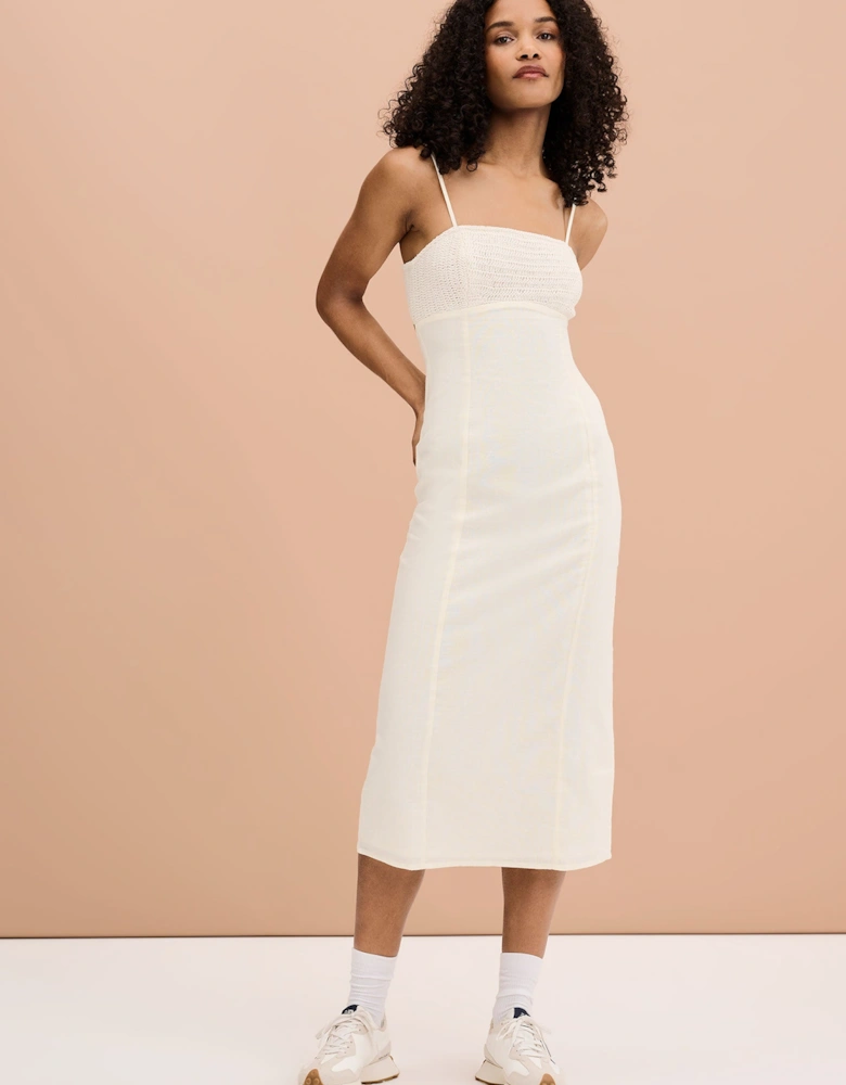 Clements Crochet Midi Dress in Cream