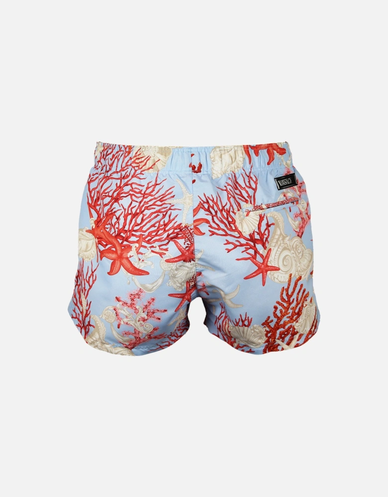 Coral Print Swim Shorts, Blue