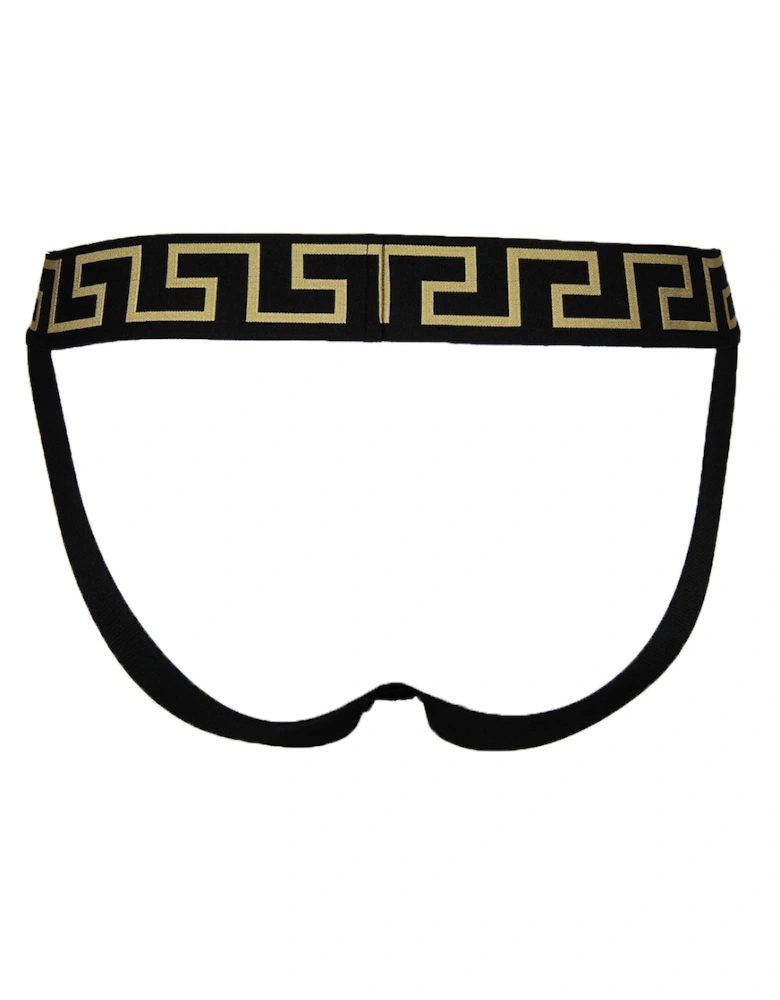 Barocco Greca Jockstrap, Black/Gold