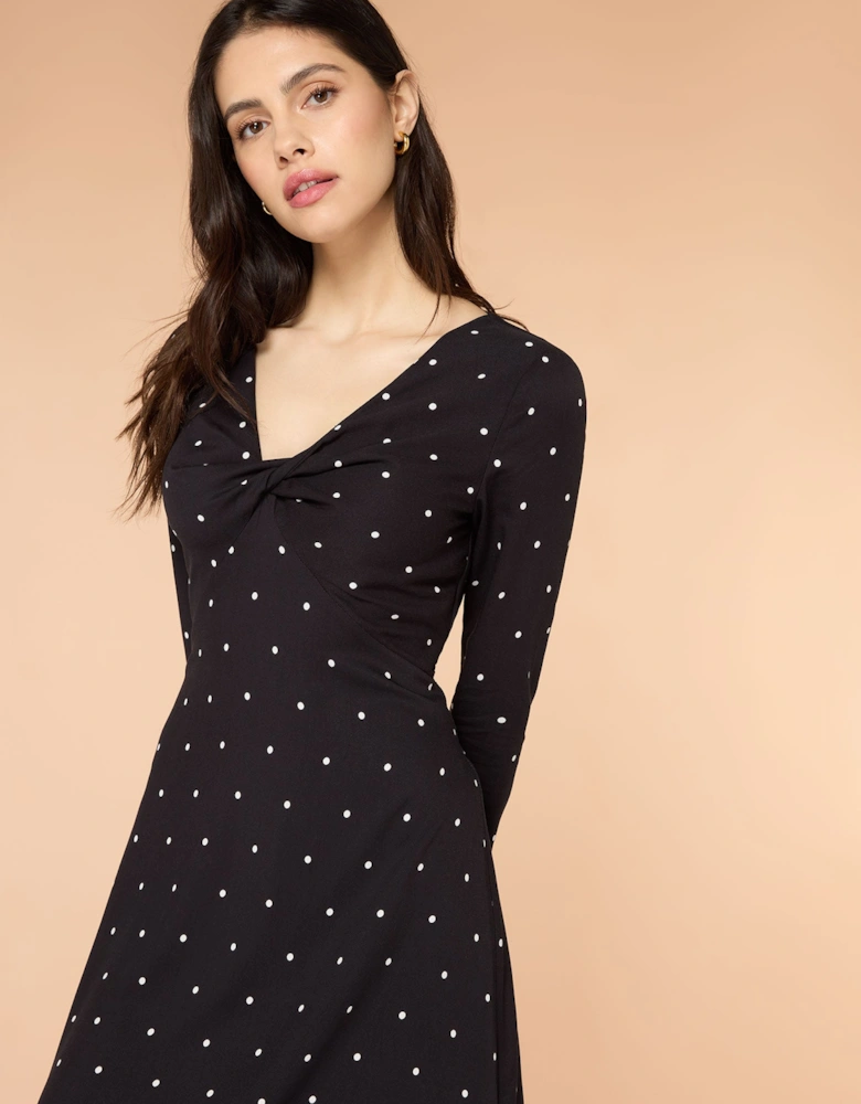 Eleanor Black and White Spot Midi Dress