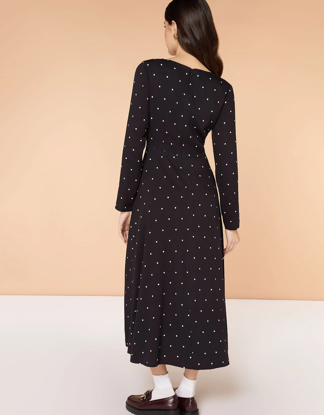 Eleanor Black and White Spot Midi Dress