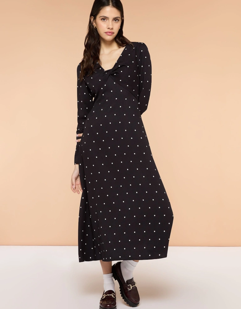 Eleanor Black and White Spot Midi Dress