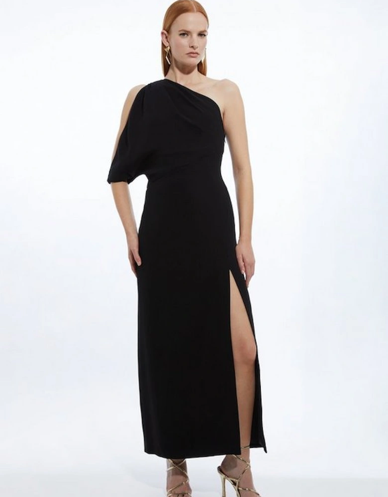 Petite Tailored Asymmetric Cold Shoulder Maxi Dress