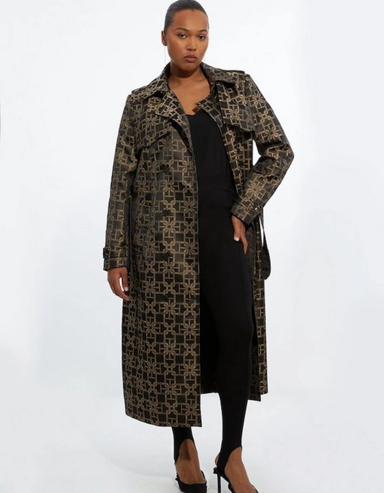 Plus Size Tailored Double Breasted Belted Trench Coat