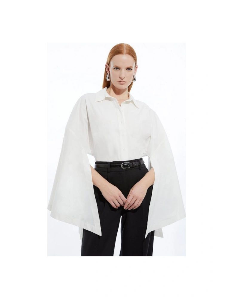 Poplin Statement Sleeve Tailored Shirt