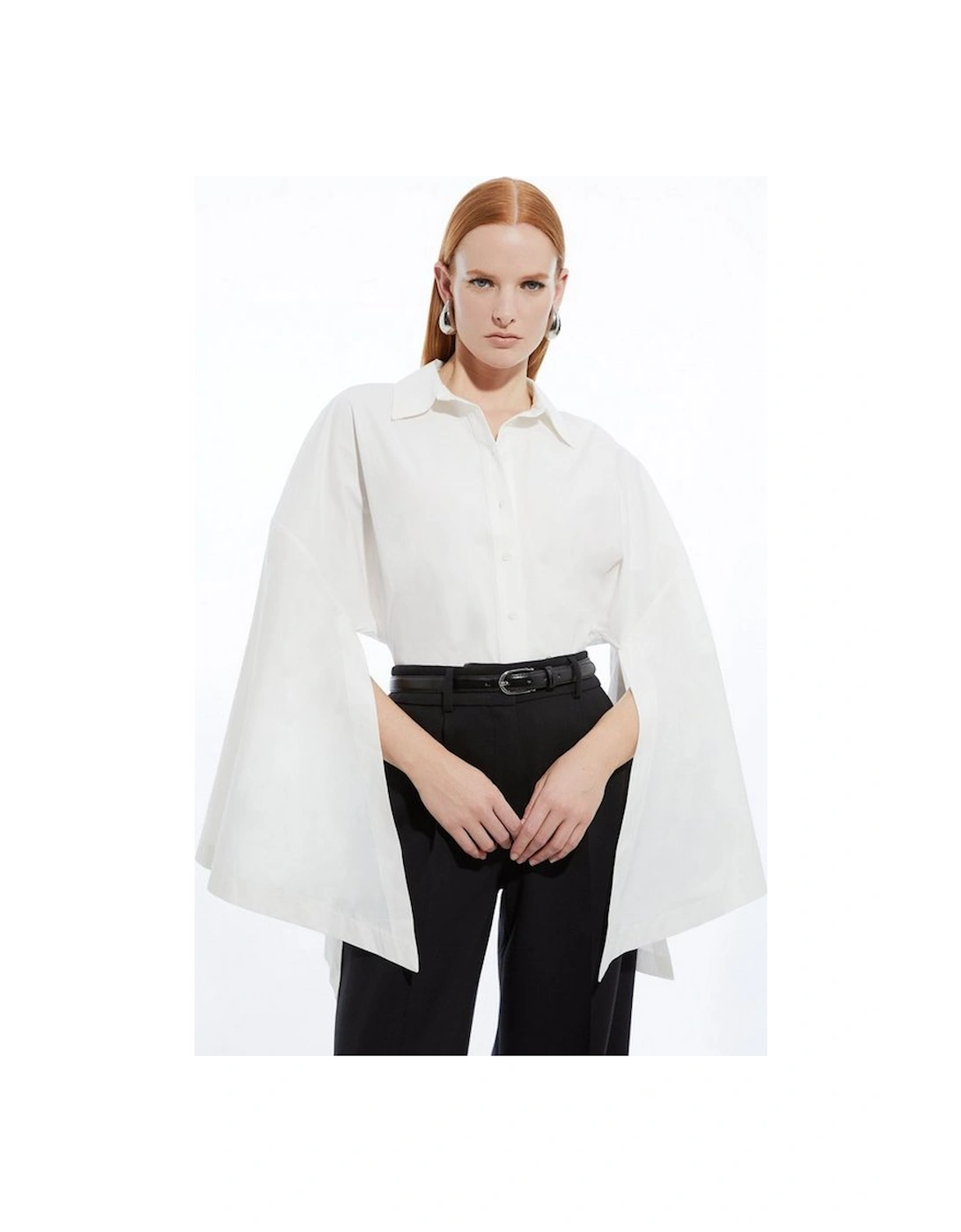 Poplin Statement Sleeve Tailored Shirt, 4 of 3