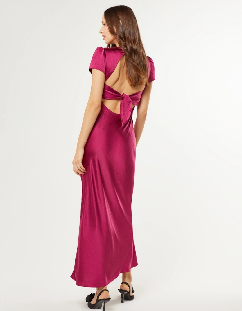 Cornelia Tie Back Maxi Dress in Magenta