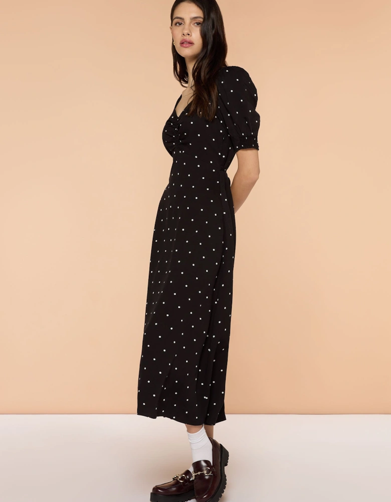 Cian Dress in Mono Polka Dot