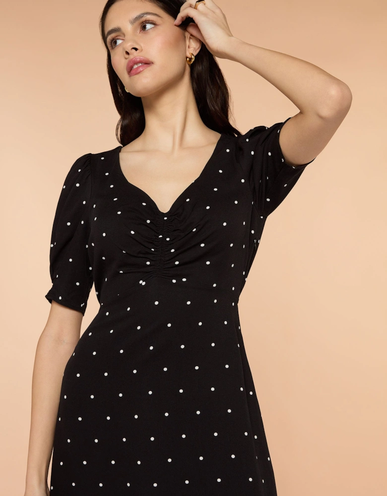 Cian Dress in Mono Polka Dot