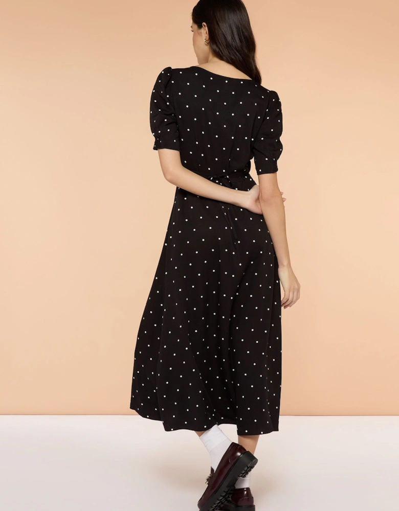 Cian Dress in Mono Polka Dot