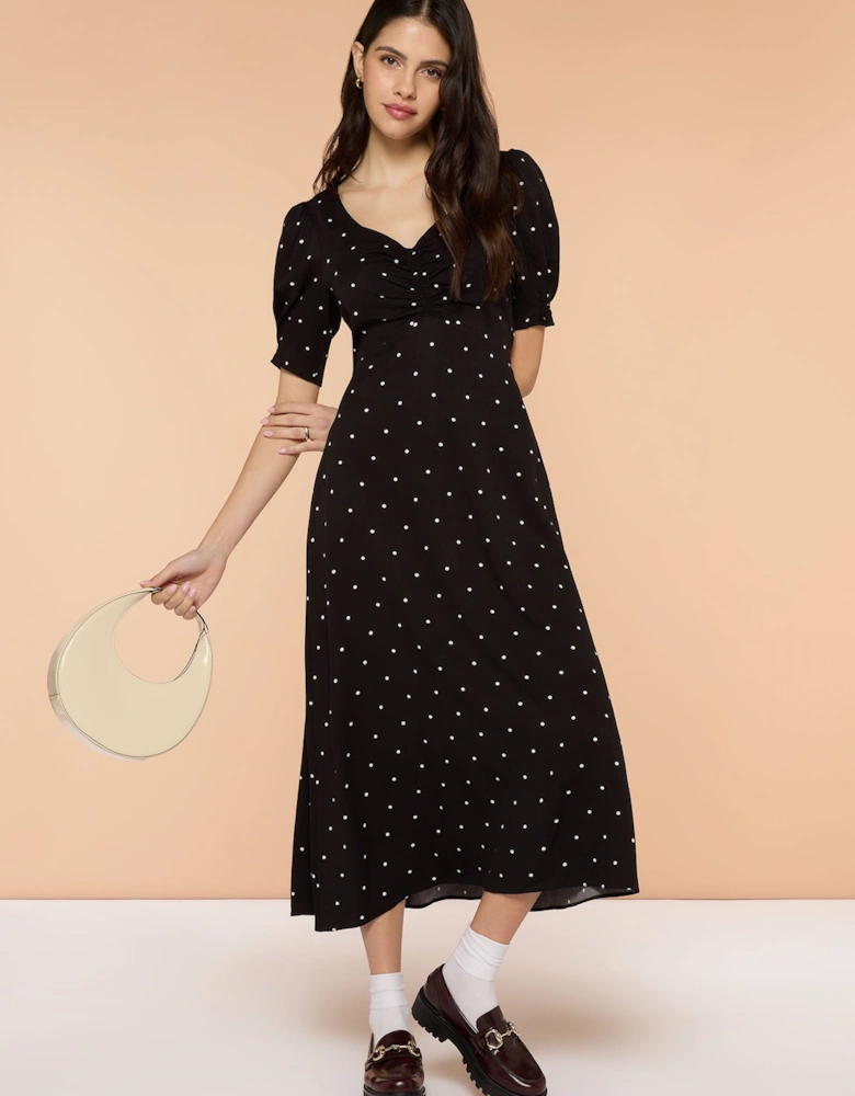 Cian Dress in Mono Polka Dot