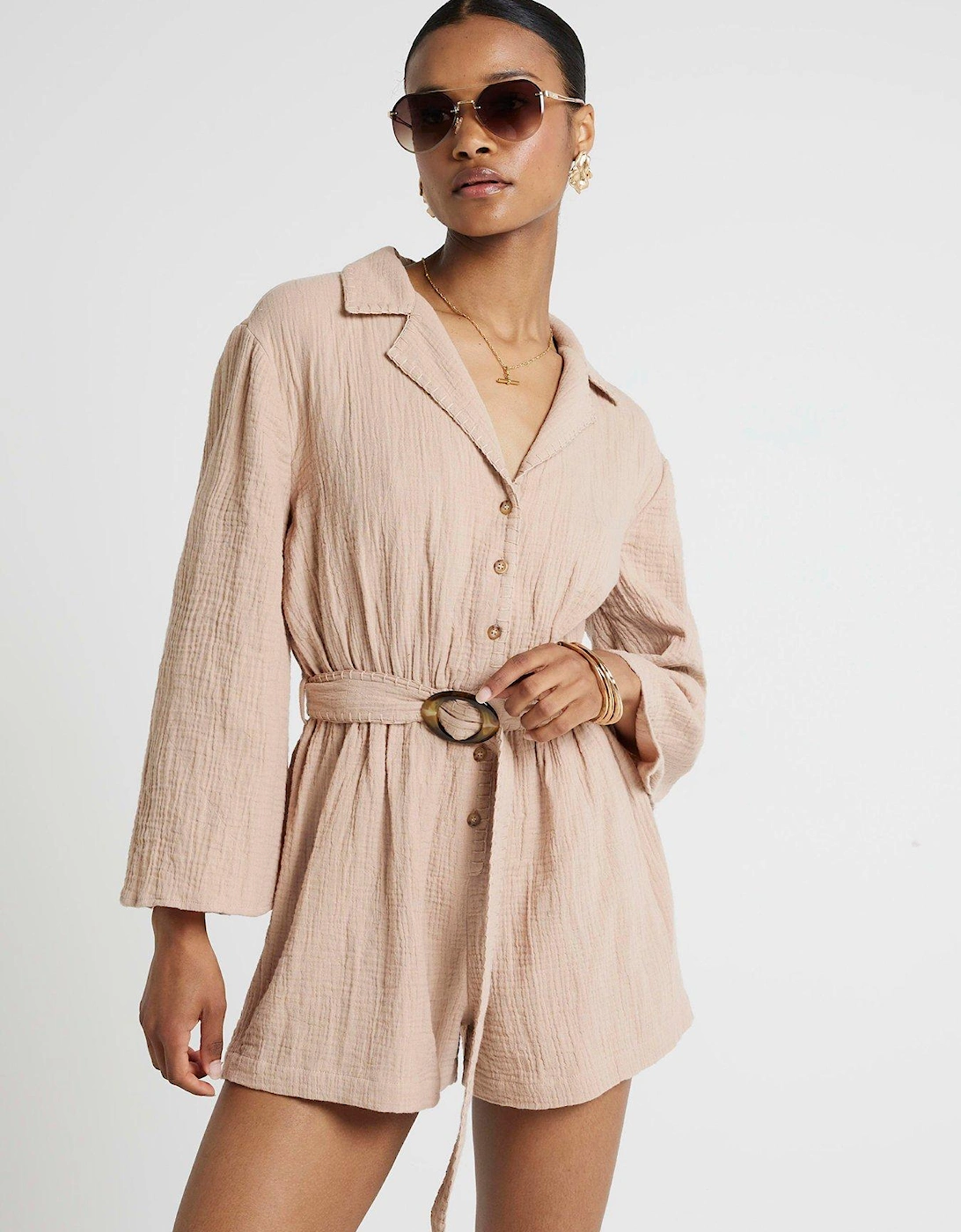 Belted Playsuit - Light Brown, 6 of 5
