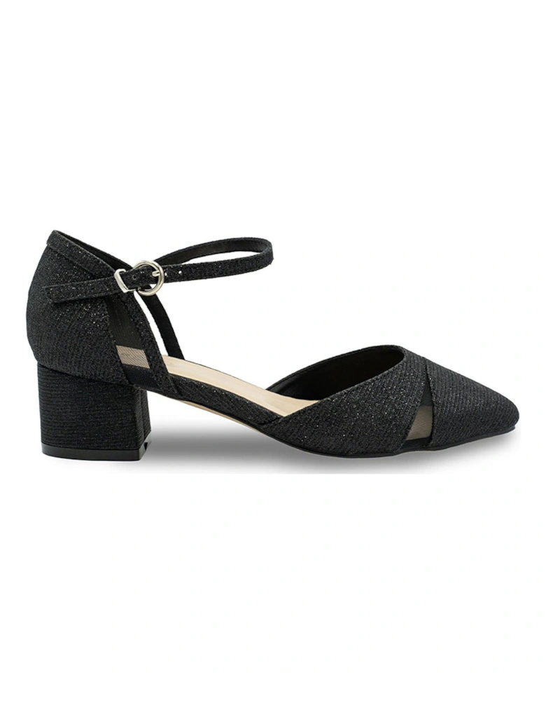 Frankie Glitter Wide Fit Shoe Heel - Black