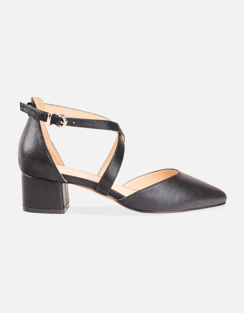Fran Shimmer Wide Fit Heel Shoe - Black