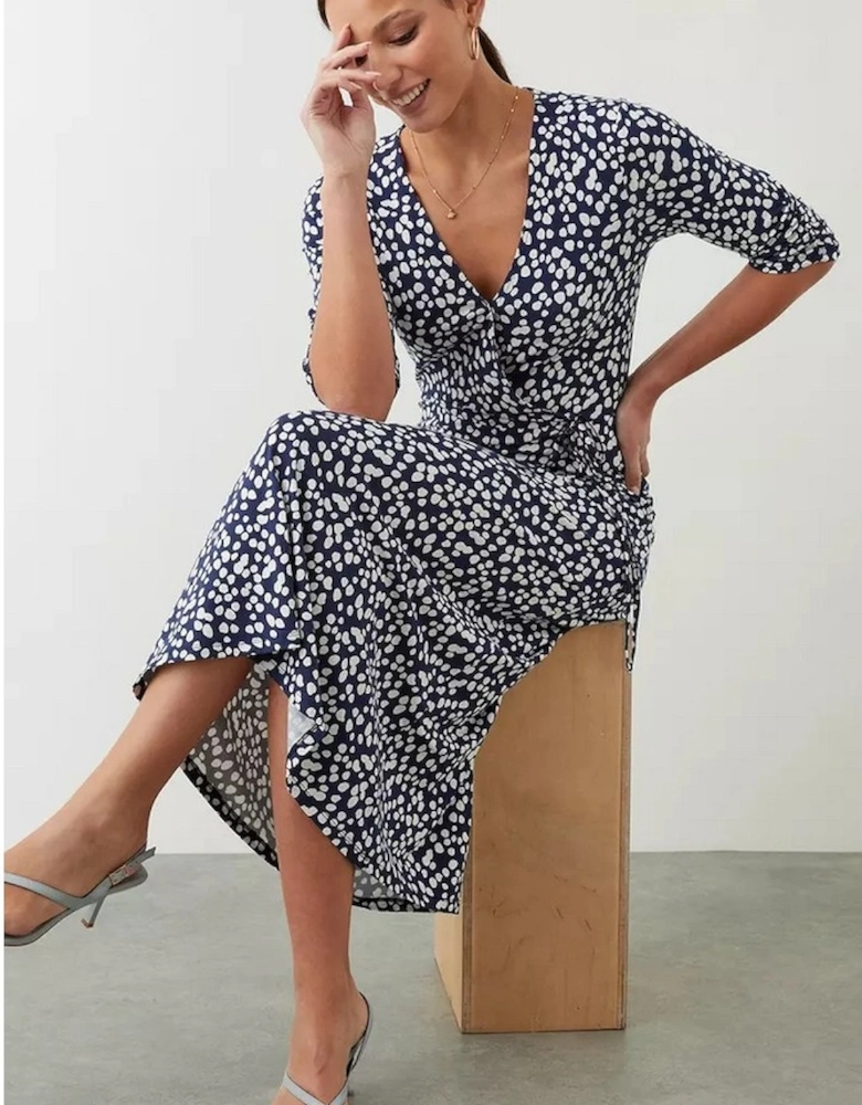 Womens/Ladies Spotted Wrap Midi Dress