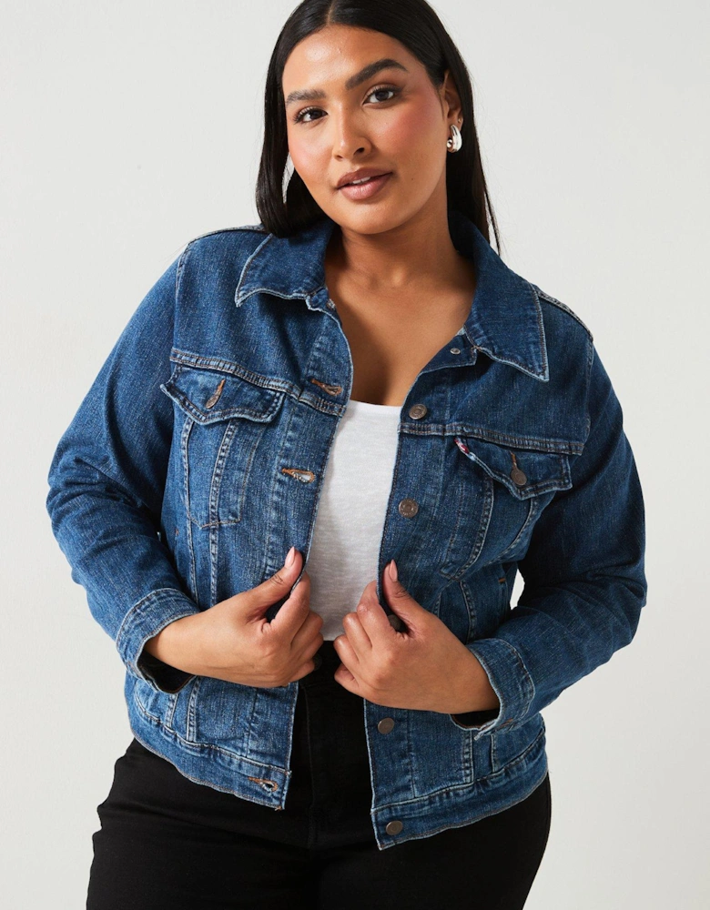 Original Trucker Jacket (plus Size) - A8492-0002 See Her Run Plus - Blue