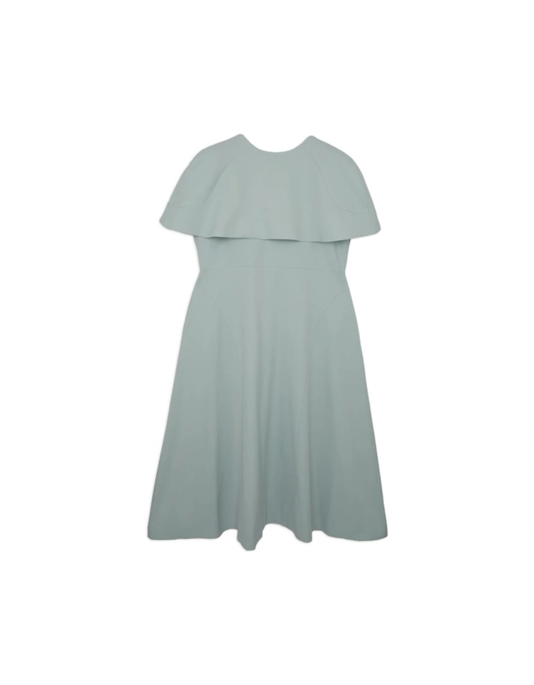 Lydia Millen Plus Size Structured Crepe Cape Sleeve Full Skirt Tailored Midi Dress