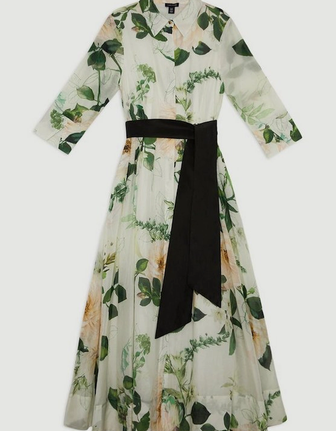 Lydia Millen Spring Floral Silk Cotton Woven Shirt Dress