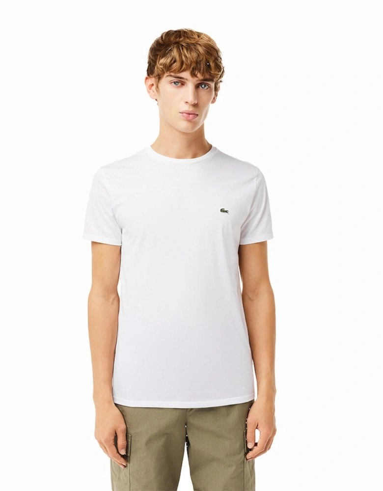 Monochrome Cotton Pima Jersey Crew-Neck T-Shirt, White