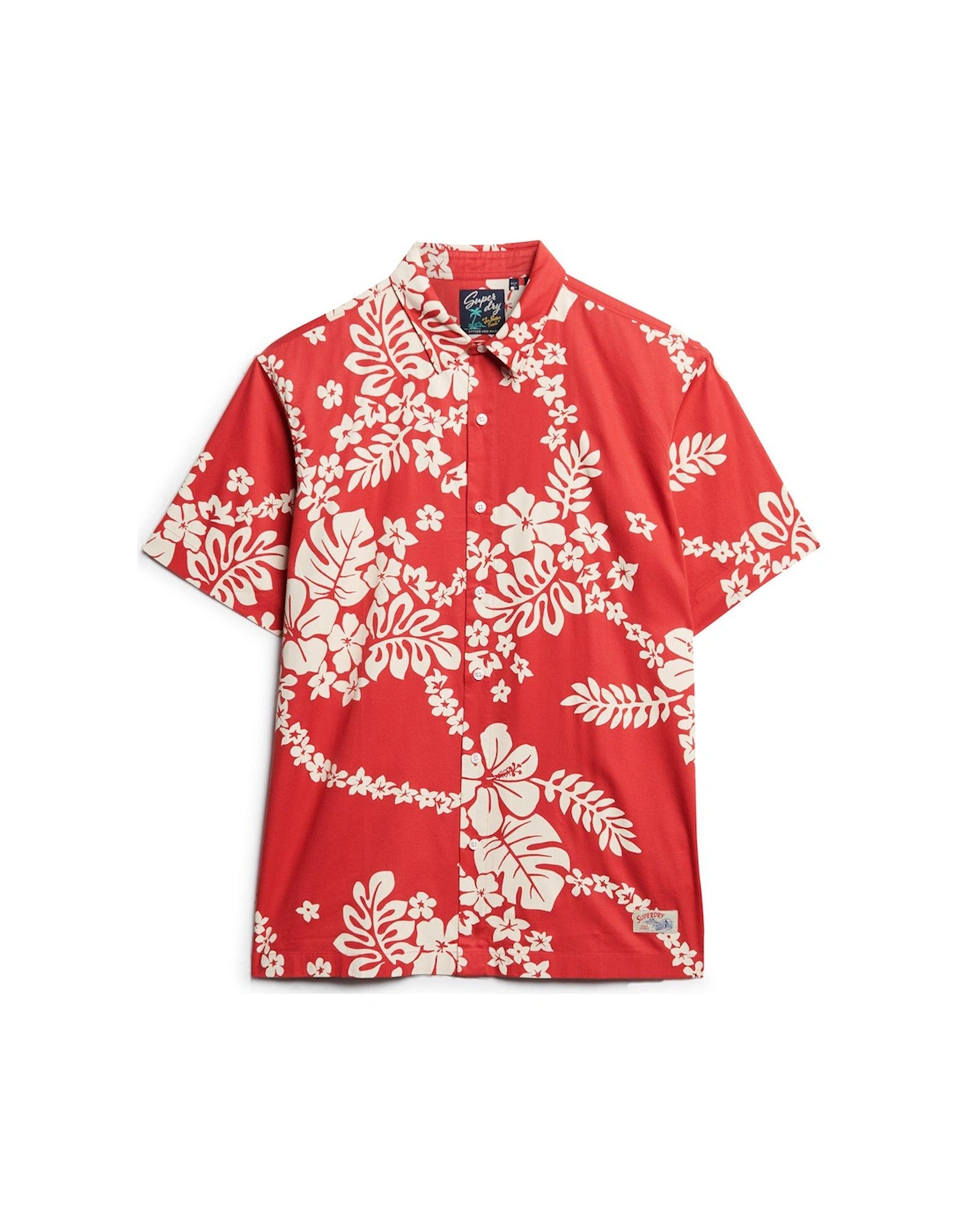 Short Sleeve Hawaiian Print Resort Shirt - Red