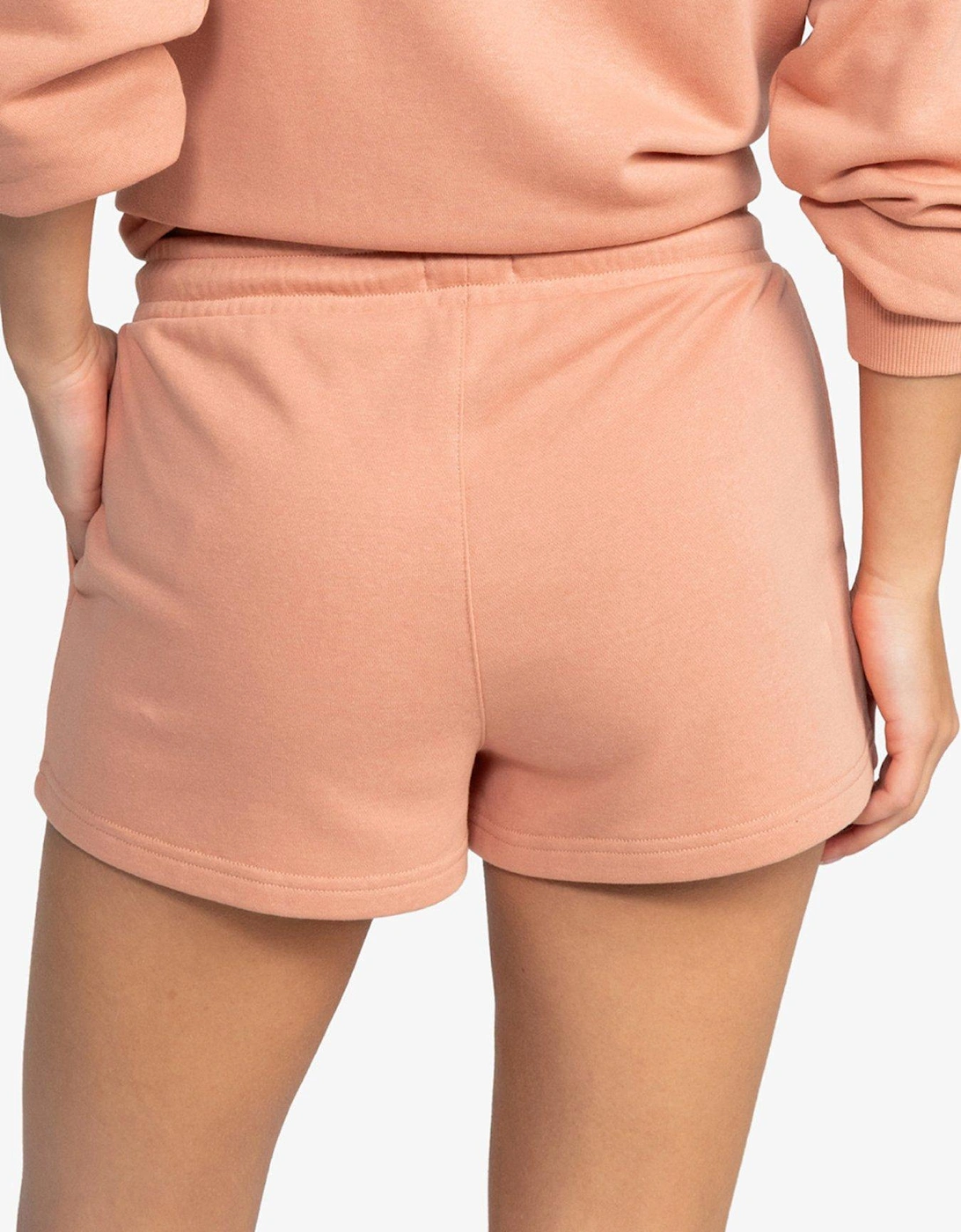 Womens Regular Fit Elasticated Waistband Fleece Shorts - Nude