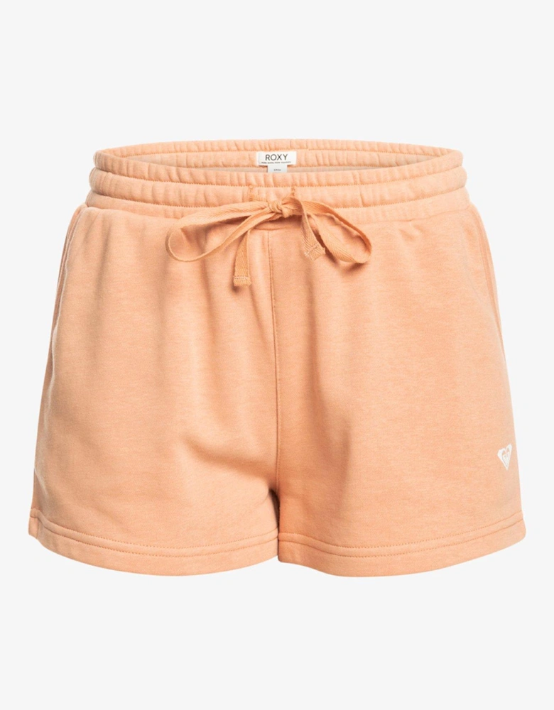 Womens Regular Fit Elasticated Waistband Fleece Shorts - Nude