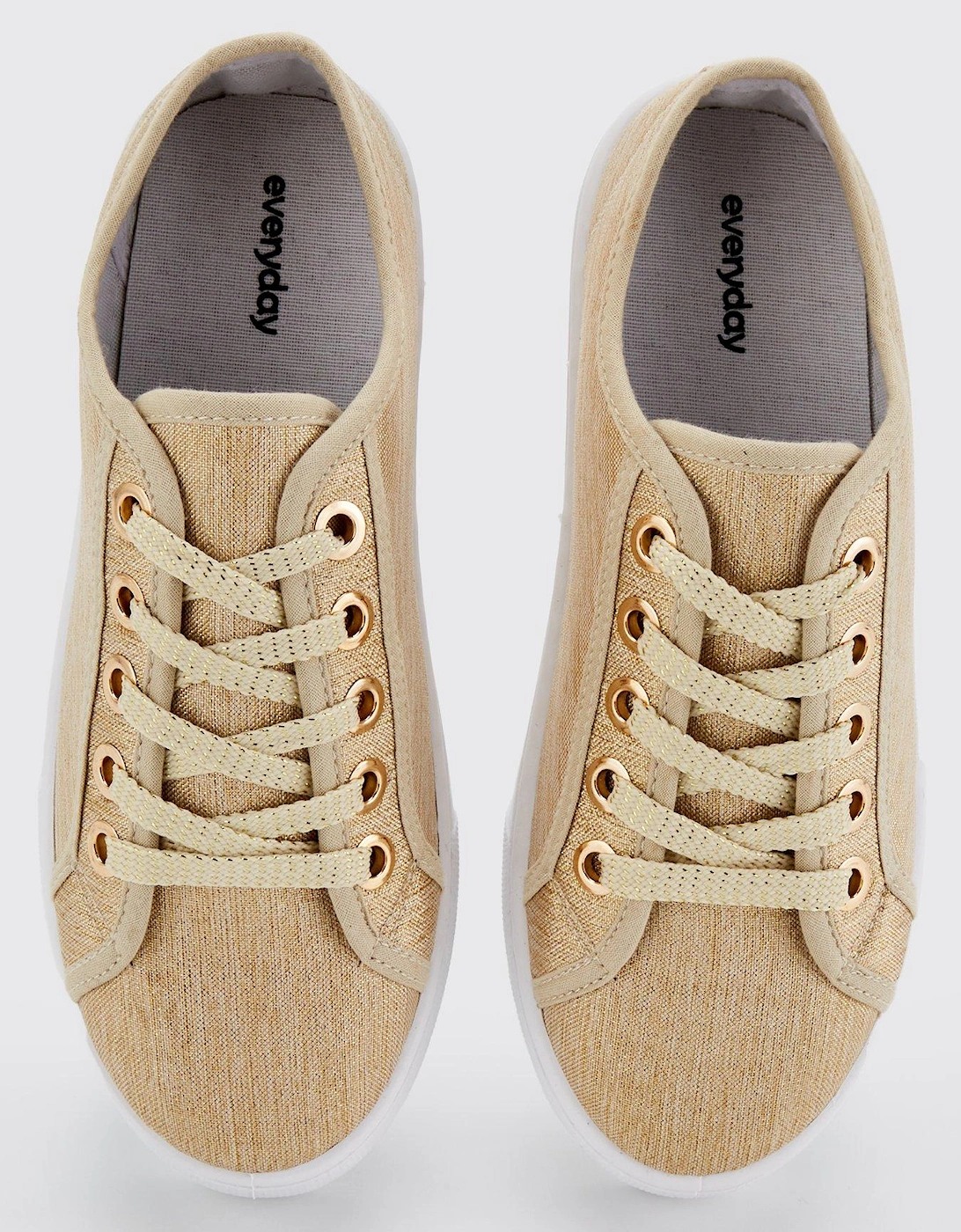 Canvas Lace Up Trainer - Beige