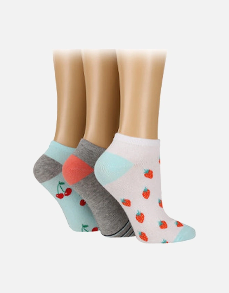 Wildfeet 3 Pack Trainer Sock Strawberries & Cherries