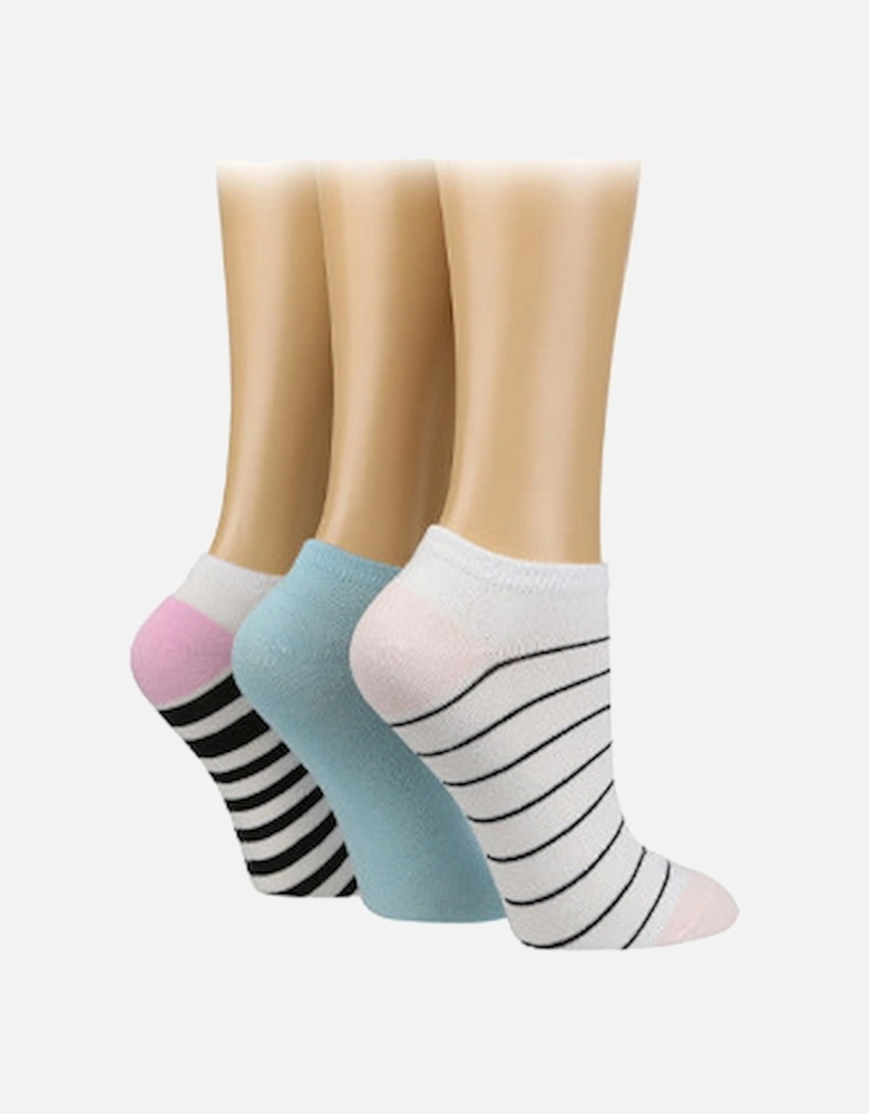 Wildfeet 3 Pack Trainer Sock White Stripe