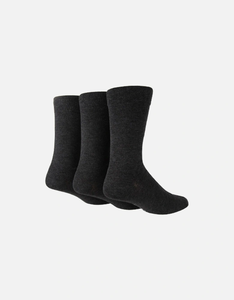 Glenmuir Men's 3 Pack Plain Socks Charcoal