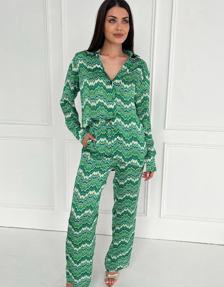 Abstract Printed Trousers - Green