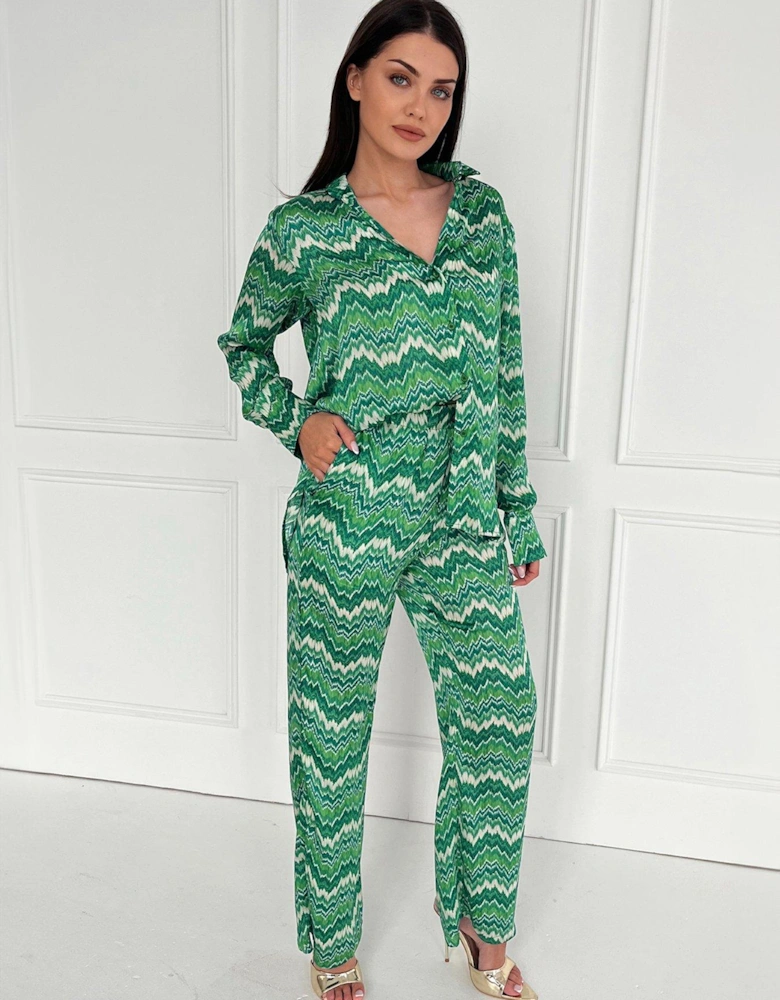 Abstract Printed Trousers - Green