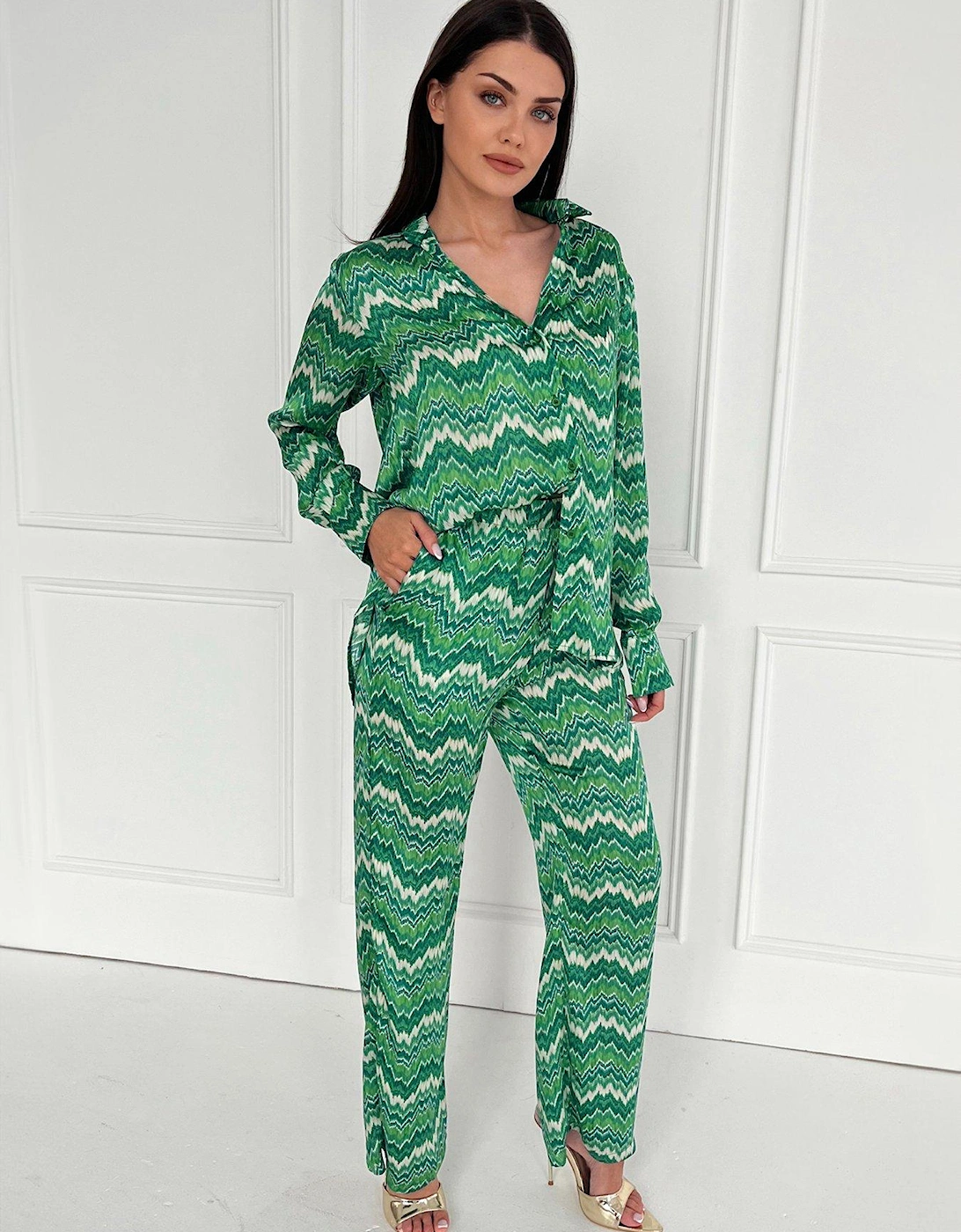 Abstract Printed Trousers - Green